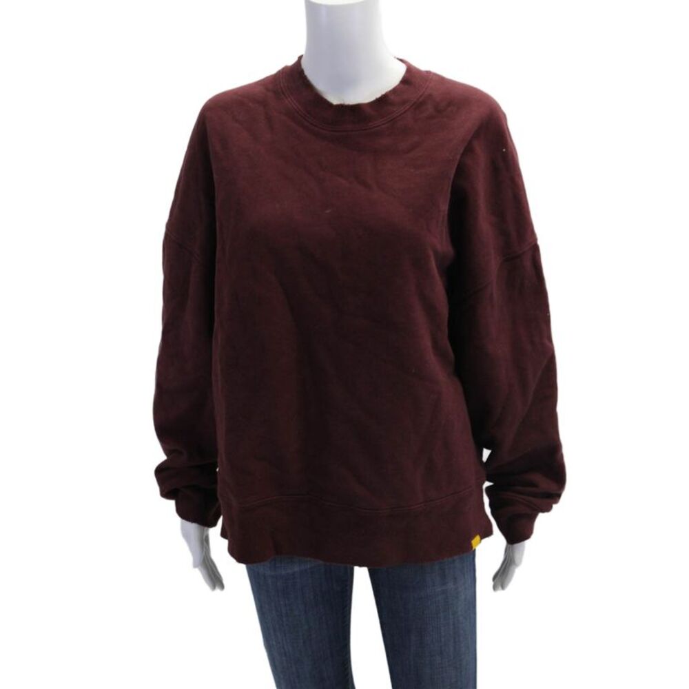 Yellow Label Co. Womens Cotton Crew Neck Pullover Sweatshirt Dark Red Size XS
